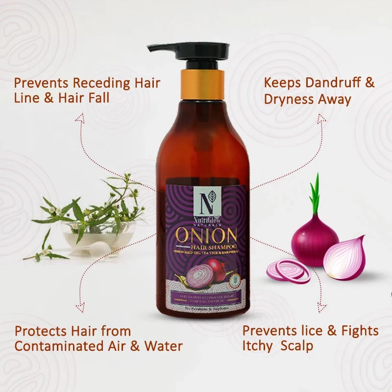 NutriGlow Natural's Onion Hair Shampoo for Damage Repair - Anti Dandruf, 300 ml-3.webp